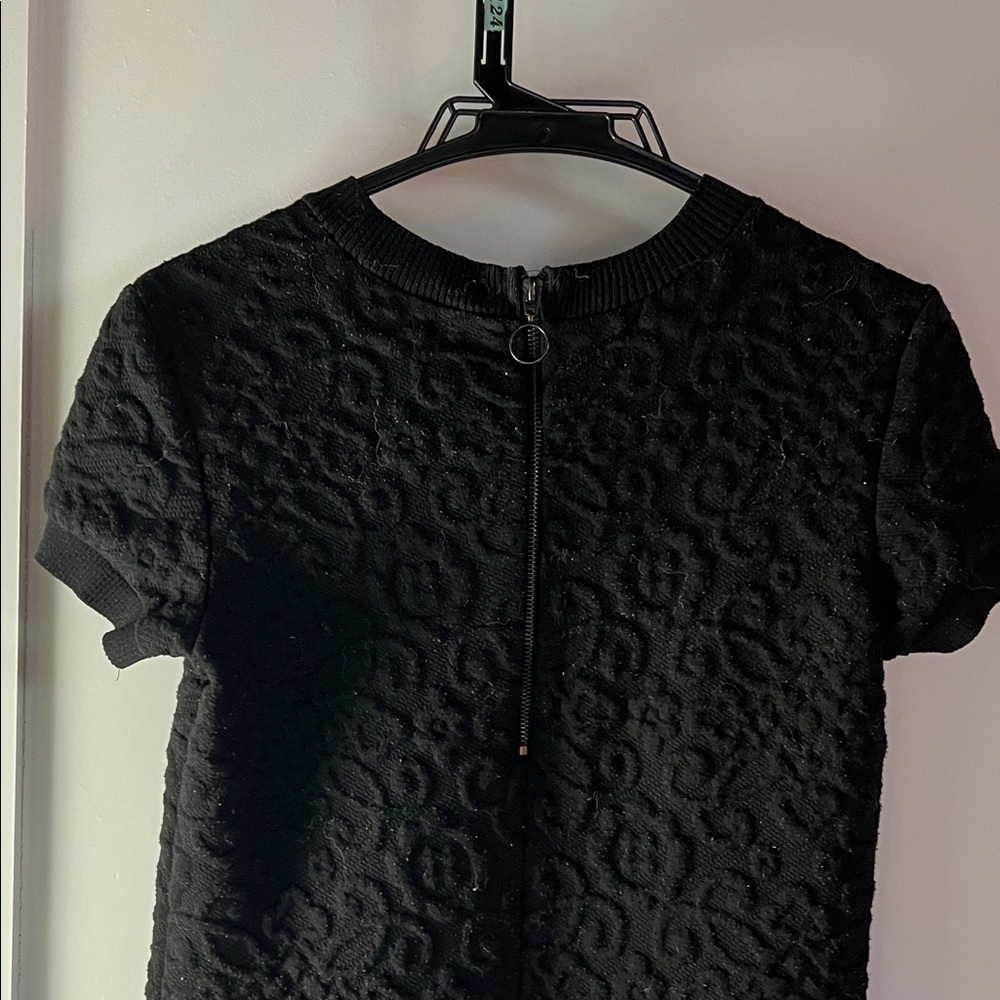 ZARA Woman Black Textured Knit Short-Sleeve Mini Dress – Size XS - Picture 4 of 5